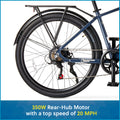 Concord 27.5" Step - Over Electric Commuter Bike, 36V, Gray, Fits Riders 5'1" - 6'1", Adult, Unisex