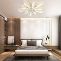 Garwarm Dimmable Ceiling Fan with Light and Remote Control, 27" Small Flush Mounted Ceiling Fan with LED Lights, APP and Remote Controlled, Modern, White