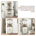 Blotout 68" Tall Farmhouse Corner Cabinet with 4 Doors, 28.3" W Barn Door Storage Cabinet with Adjustable Shelves, 5 Tier Corner Storage Cabinet for Bathroom, Living Room, Kitchen
