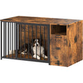 AECOJOY Dog Crate Furniture with Storage Cabinet, 36 Inch Wooden & Steel Decorative Indoor Kennel, Pet Cage End Table