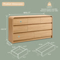 Wow97e Modern 8 Drawers Dresser for Bedroom, 55" Wide Wood Chest of Drawers W/Curved Profile Design, for Bedroom, Living Room, Natural Oak