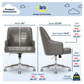 Serta Leighton Home Office Desk Chair Chrome Nailheads Twill Fabric Lilac Purple
