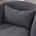 34" Wide Boucle Swivel Barrel Chair, No Assembly Round Upholstered Armchair Accent Chair Single Sofa Chair with Toss Pillow for Living Room and Bedroom, Taupe