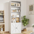 Furmax 1 Piece 4 - Shelf Farmhouse Bookcases 4 - Tier Bookshelf with Adjustable Shelves&Doors, Storage Cabinet for Home Living Room, Kitchen, Office, White