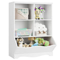 Homfa Kid'S Cubby Toy Storage Cabinet, Wood Toy Organizer of 5 Bins, Children'S White Bookcase, Toy Chest for Bedroom Living Room
