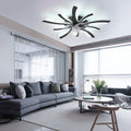Garwarm Dimmable Ceiling Fan with Light and Remote Control, 27" Small Flush Mounted Ceiling Fan with LED Lights, APP and Remote Controlled, Modern, White