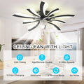 Garwarm Dimmable Ceiling Fan with Light and Remote Control, 27" Small Flush Mounted Ceiling Fan with LED Lights, APP and Remote Controlled, Modern, White