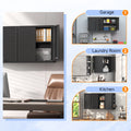 Topass Metal Wall Cabinet with Lockgarage Storage Cabinet, Wall - Mounted Utility Cabinet with Adjustable Shelf & Locking Doors for Workshop, Laundry Room, or Home Office - Easy Assembly, Black