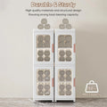 Slim Kitchen Pantry Storage Cabinet with Doors and Shelves, 3 - Tiers Plastic Narrow Storage Organizer Collapsible for Small Spaces, Bathroom, Living Room, Bedroom, White