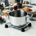 Zaldy Telescopic Trivet - Expandable Stainless Steel Pot Stand for Large Roasting Pans - Heat Resistant Heavy Duty Kitchen Cooling Rack - Modern Silver/Black