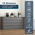 Kadyn Modern 6 Drawer Dresser Wood Cabinet, Dresser for Bedroom, Kitchen Storage Cabinet with Drawers, Chest of Drawers(Black)