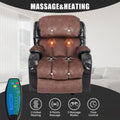 Leather Massage Recliner Chair, Modern Electric Power Rocker with Heated Massage, Ergonomic Lounge Chair, SEGMART Single Sofa Seat with Drink Holders for Living Room, Black and Brown