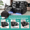 IPKIG Electric Home Theater Seating - Power Recline Chair Loveseat RV Sofa with Console, 67" Double Recliner 2 - Seater RV Couch with Storage/USB Charging/Lighting/Cup Holders for Living Room