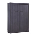 Euroco Wood Full Size Murphy Wall Bed with Wardrobe and Drawers for Living Room, Moveable Wardrobe and Drawers, Space - Saving & Easy Open and Close for Kids Teens Adults, Gray