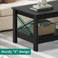 Moasis Farmhouse Coffee Table with Storage 2 - Tier Center Table for Living Room Grey Wash Top+White