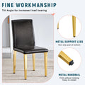 Set of 4 Black PU Leather Backrest Chairs with Gold Metal Legs - A Perfect Pairing, Ideal for Minimalist and Modern Home Decor Styles, with Product Dimensions of 16.2*18.5*34.6 in