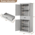 Dsstyles Pantry Cabinet, Freestanding Kitchen Pantry Storage Cabinet, 70" Cupboard, Tall Storage Cabinet with Doors and Adjustable Shelves, for Bathroom, Dining Room, Living Room, Antique White/Gray