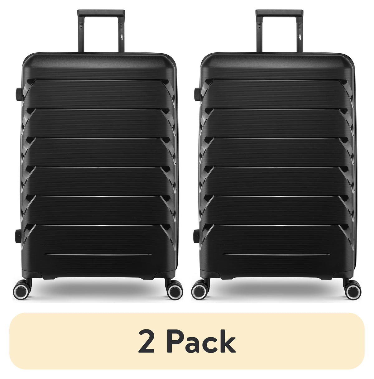 (2 Pack) PUR by Ifly Hardside 28" Checked Luggage, Black