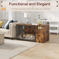 AECOJOY Dog Crate Furniture with Storage Cabinet, 36 Inch Wooden & Steel Decorative Indoor Kennel, Pet Cage End Table