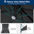 10FT Cantilever Patio Umbrella w/ 36 Solar LED Lights, 360° Rotation Offset Hanging Umbrella, Easy Tilt, 8 Sturdy Ribs, Sun Shade for Yard Pool
