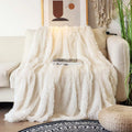 Junovo Super Soft Throw Blanket for Bed, Fluffy Cozy Plush Light Blanket, Washable Warm Furry Throw Blanket for Couch Sofa Chair Home Decor, 50"x60", Cream White