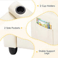 2-Seater Kids Recliner, PU Leather Reclining Loveseat with Cup Holders & 2 Side Storage Pockets, Adjustable Double Toddler Sofa for Boys Girls