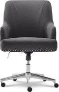 Serta Leighton Home Office Desk Chair Chrome Nailheads Twill Fabric Lilac Purple