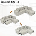 87" Modular Sectional Sleeper Sofa with Pull Out Bed, Convertible L - Shaped Couch with Ottoman, USB Ports and Two Cup Holders for Living Room, Apartment, Bedroom, Gray