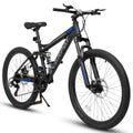 A2660 26 in Mountain Bike, 21 - Speed Disc Brakes, Durable Frame, Front, Rear Dual - Shock Absorption, Unisex for Commuting, Travel, School, Mountain and City Road Cycling