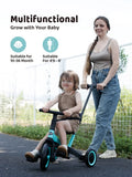 Newyoo TR008 5 - in - 1 Toddler Tricycle with Push Handle, Converts to Balance Bike for 1 - 3 Year Old, Khaki