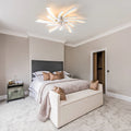 Garwarm Dimmable Ceiling Fan with Light and Remote Control, 27" Small Flush Mounted Ceiling Fan with LED Lights, APP and Remote Controlled, Modern, White