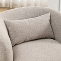 34" Wide Boucle Swivel Barrel Chair, No Assembly Round Upholstered Armchair Accent Chair Single Sofa Chair with Toss Pillow for Living Room and Bedroom, Taupe