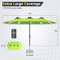 AECOJOY 15ft Patio Double-Sided Umbrella, 156 PCS Solar LED Light Outdoor Large Umbrella, Green