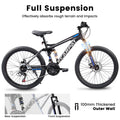 Mountain Bike 26 in Wheels, 21 - Speed Full Suspension Mens Womens Trail Commuter City Mountain Bike, Carbon Steel Frame Disc Brakes Thumb Shifter Front Fork Rear Shock Absorber Bicycles