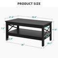 Moasis Farmhouse Coffee Table with Storage 2 - Tier Center Table for Living Room Grey Wash Top+White