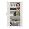 Metal Storage Cabinet with Doors and Adjustable Shelves, 71'' 2 Shapely Doors Cabinet, 5 - Tier Tall Steel Locker for Bedroom, Living Room, Office, Home, White