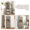 Blotout 68" Tall Farmhouse Corner Cabinet with 4 Doors, 28.3" W Barn Door Storage Cabinet with Adjustable Shelves, 5 Tier Corner Storage Cabinet for Bathroom, Living Room, Kitchen