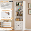 Furmax 1 Piece 4 - Shelf Farmhouse Bookcases 4 - Tier Bookshelf with Adjustable Shelves&Doors, Storage Cabinet for Home Living Room, Kitchen, Office, White