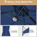 10FT Cantilever Patio Umbrella w/ 36 Solar LED Lights, 360° Rotation Offset Hanging Umbrella, Easy Tilt, 8 Sturdy Ribs, Sun Shade for Yard Pool