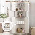 Chvans Farmhouse 68" Tall Corner Cabinet W/4 Barn Doors, 5 Tier Bookcase Storage Cabinet with Adjustable Shelves, Corner Storage Cabinet for Bathroom, Living Room, Kitchen, Brown