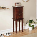 Standing Jewelry Armoire Cabinet with Flip Top Mirror, 4 Drawers, 8 Necklace Hooks & 2 Side Doors, Jewelry Storage Organizer Chest for Bedroom
