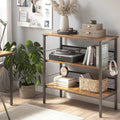 Behost 3 - Tier Rolling Cart Microwave Stand with 10 Hooks, Coffee Bar Kitchen Storage Rack Organizer, Rustic Brown