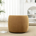 34" Wide Boucle Swivel Barrel Chair, No Assembly Round Upholstered Armchair Accent Chair Single Sofa Chair with Toss Pillow for Living Room and Bedroom, Taupe