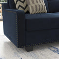 HONBAY Rivet Corner Sofa L - Shaped Sofa Couch Reversible 4 - Seater Couch for Living Room and Apartment, Dark Blue