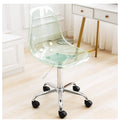 Echoworld Clear Rolling Chair, Armless Desk Chair with Golden Feet Swivel Molded Plastic Shell Adjustable Home Office Chair with Wheels, Clear