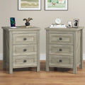 IDEALSOUL Nightstand, Bedside Table with Charging Station, Farmhouse 3 Drawer Nightstand Rustic Night Stand End Tables for Bedroom Living Room, Gray