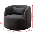 34" Wide Boucle Swivel Barrel Chair, No Assembly Round Upholstered Armchair Accent Chair Single Sofa Chair with Toss Pillow for Living Room and Bedroom, Taupe