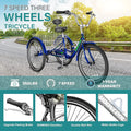 MOONCOOL Adult Tricycles with Rear Basket & Inflator, 24 26 in 7 Speed 3 Wheel Bikes, Three - Wheeled Bicycles Adult Trike with Backrest for Seniors, Women, Men