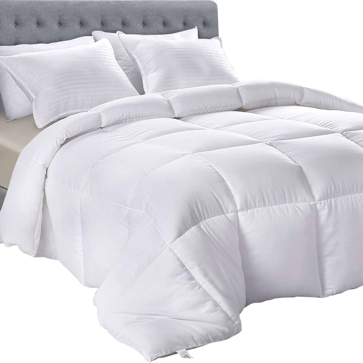 Utopia Bedding All Season 250 GSM Comforter - Soft Down Alternative Comforter - Plush Siliconized Fiberfill Duvet Insert - Box Stitched (Full, White)