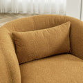 34" Wide Boucle Swivel Barrel Chair, No Assembly Round Upholstered Armchair Accent Chair Single Sofa Chair with Toss Pillow for Living Room and Bedroom, Taupe